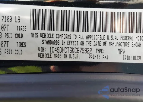 2019 Dodge Durango R/T Rwd z USA, uszkodzony, nr VIN 1C4SDHCT6KC675922